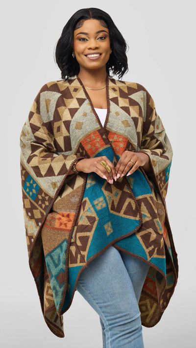 Afrodame Light Poncho - Brown