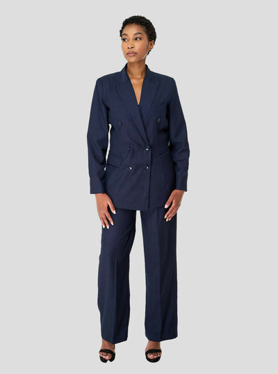 SBV Pin Stripped Suit - Navy Blue - Shopzetu