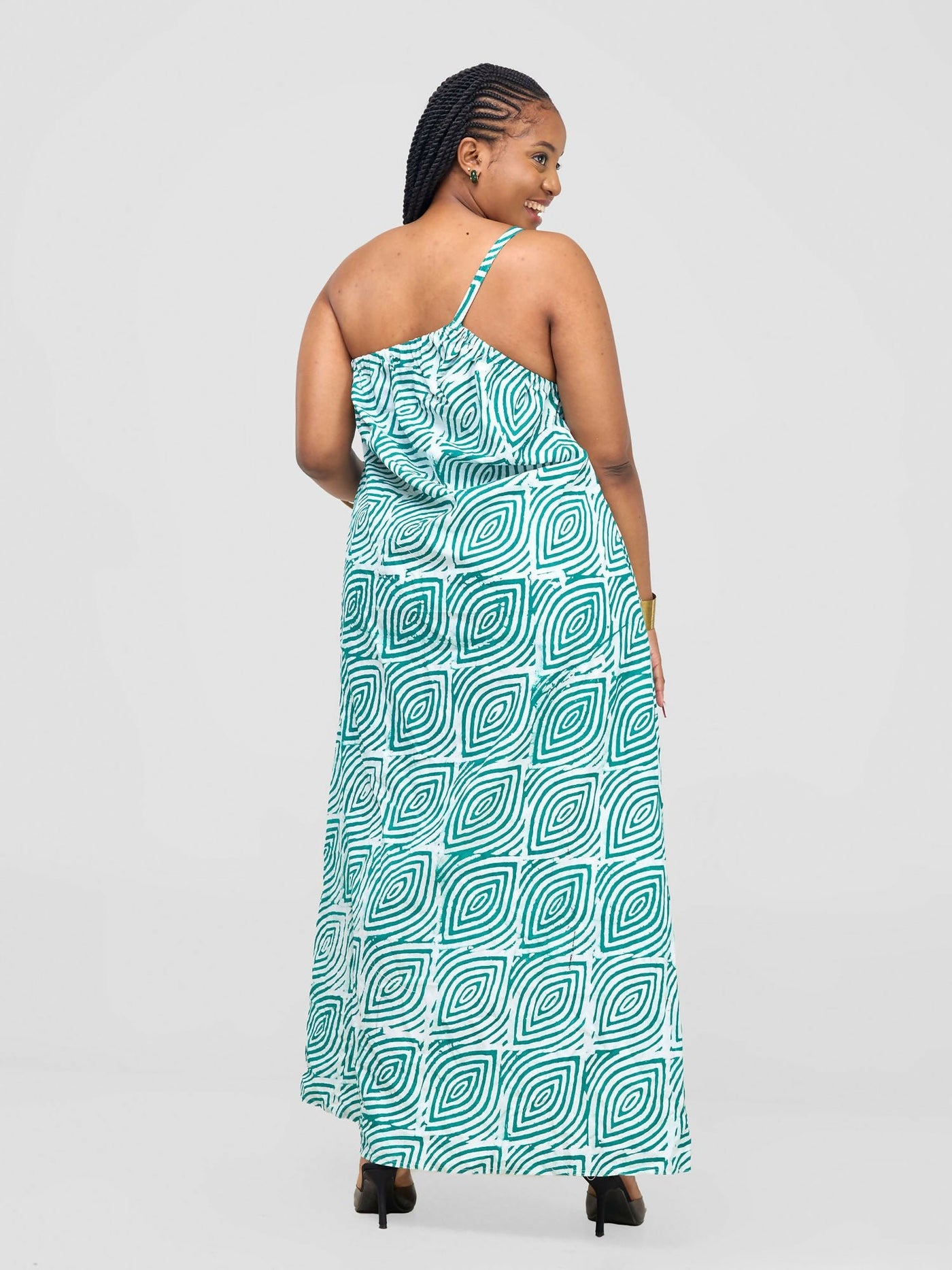 Inroses Hub Batiki Dress - White / Aqua Blue - Shopzetu