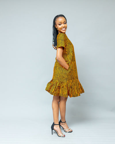 Afriwia Rafiki Shift Dress - Mustard
