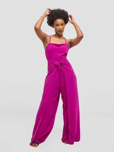 Elsie Glamour Amara Wrap Jumpsuit - Fuchsia - Shopzetu