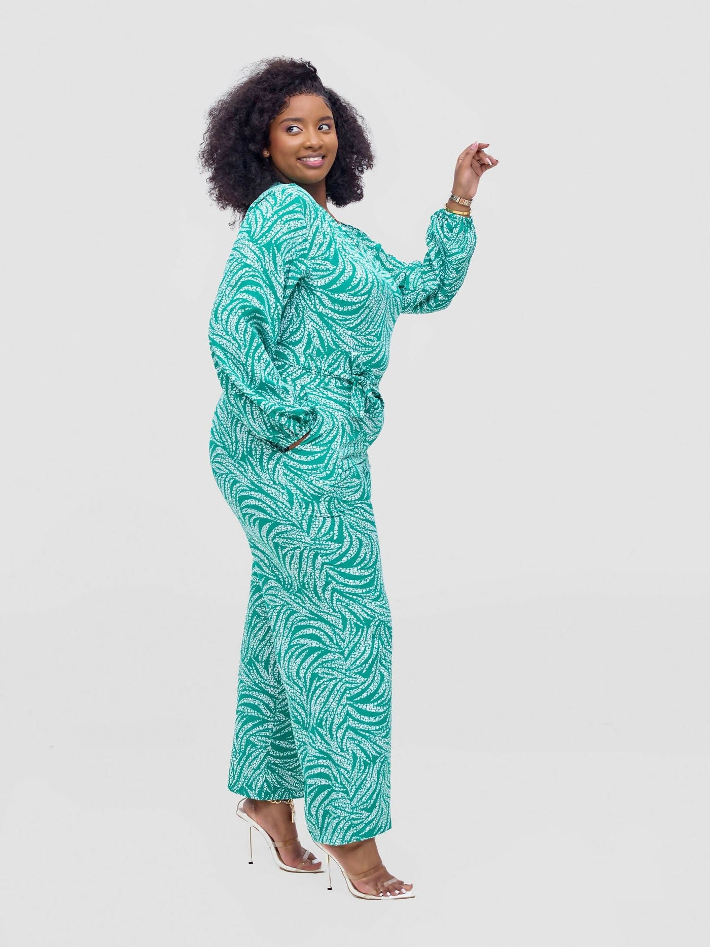 Lizola Temidire Jumpsuit - Green / White - Shopzetu