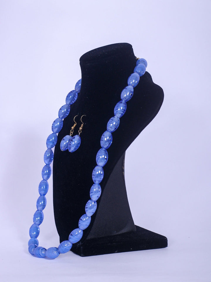 Klewisia Closet Shiny Pearls Necklace - Light Blue - Shopzetu