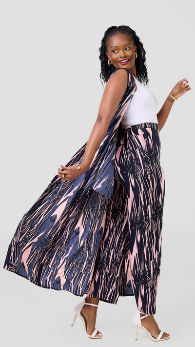 Liliadly Royalty Sleeveless Kimono Set - Pink