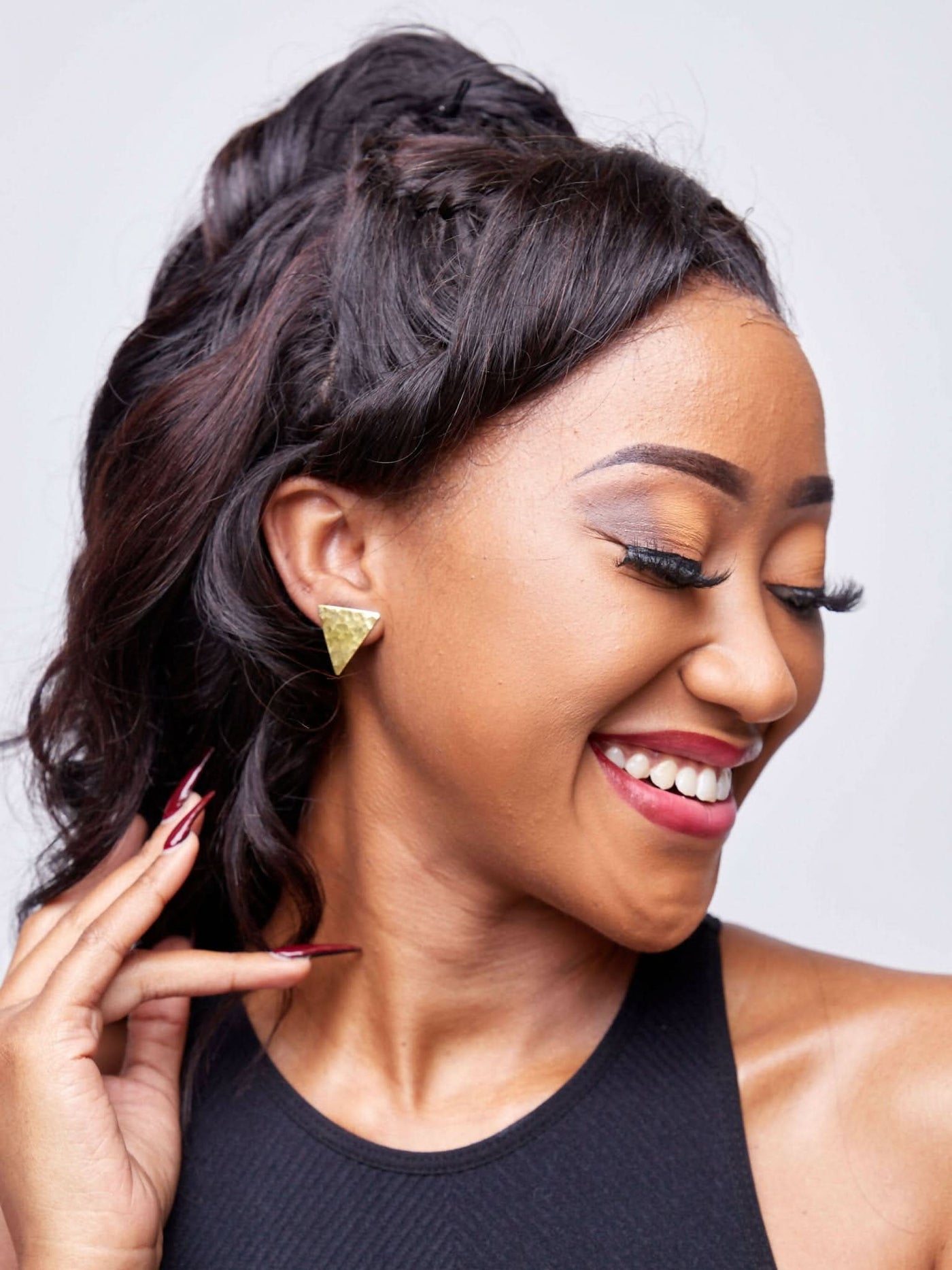 Lizola Erika Triangle Earrings + Polisher - Brass - Shopzetu