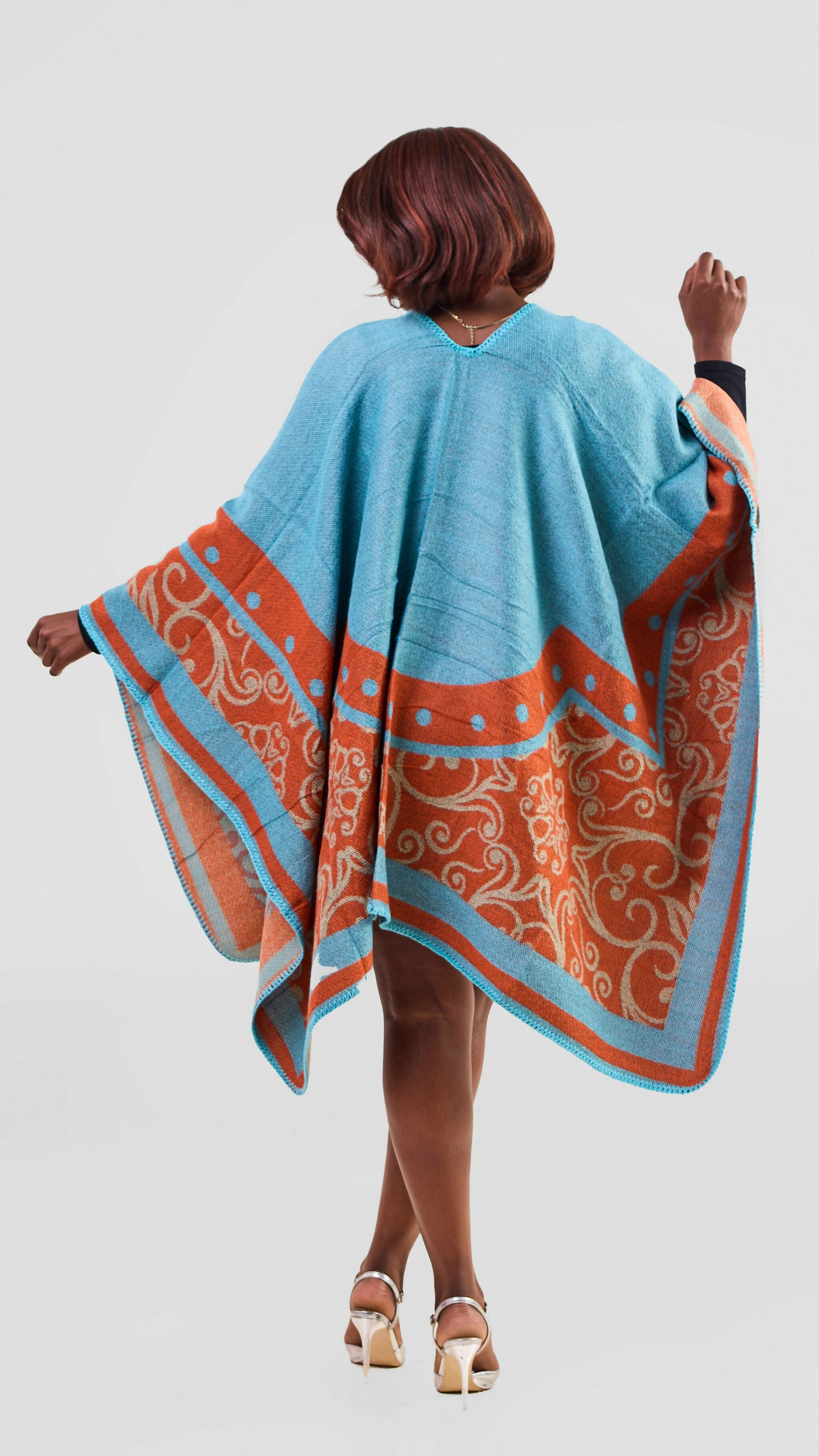 Afrodame Light Poncho - Blue / Orange