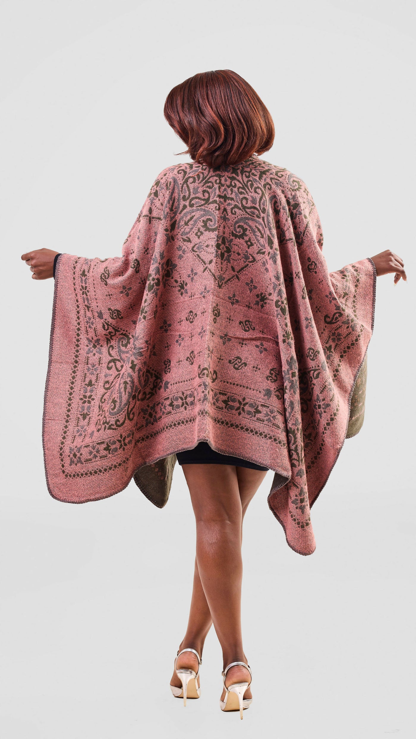 Afrodame Light Floral Poncho - Pink