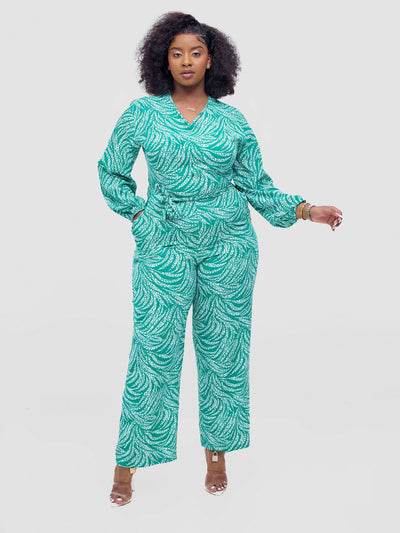 Lizola Temidire Jumpsuit - Green / White - Shopzetu