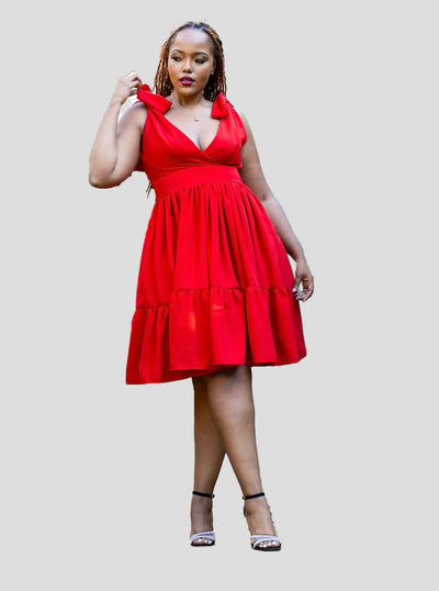 Afriwia Nyota Dress - Red - Shopzetu