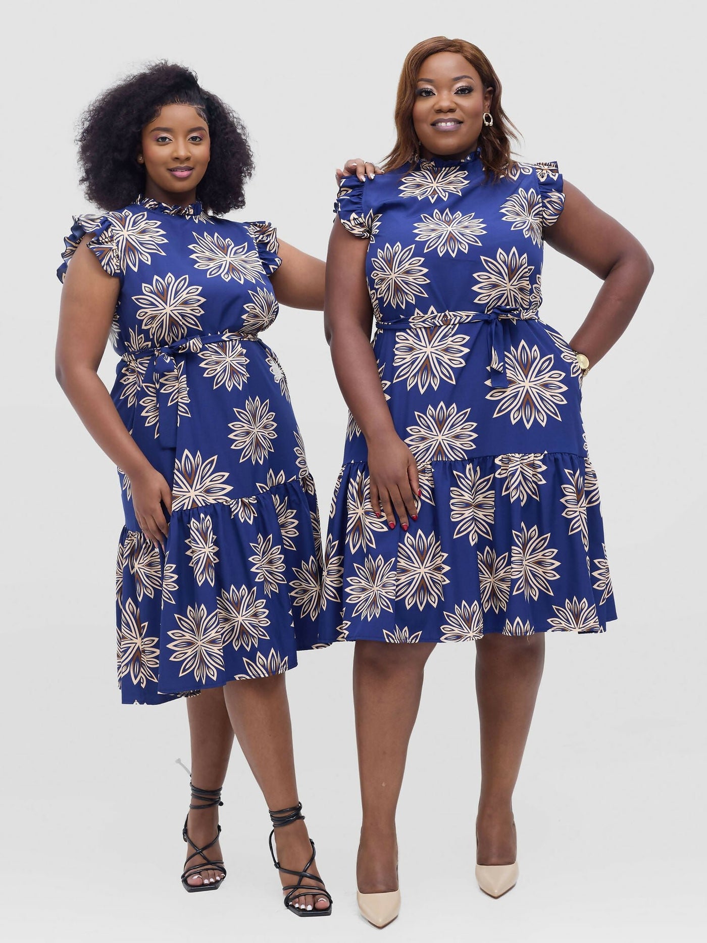 Lizola Umukoko Shirt Dress - Navyblue / Cream / Brown - Shopzetu