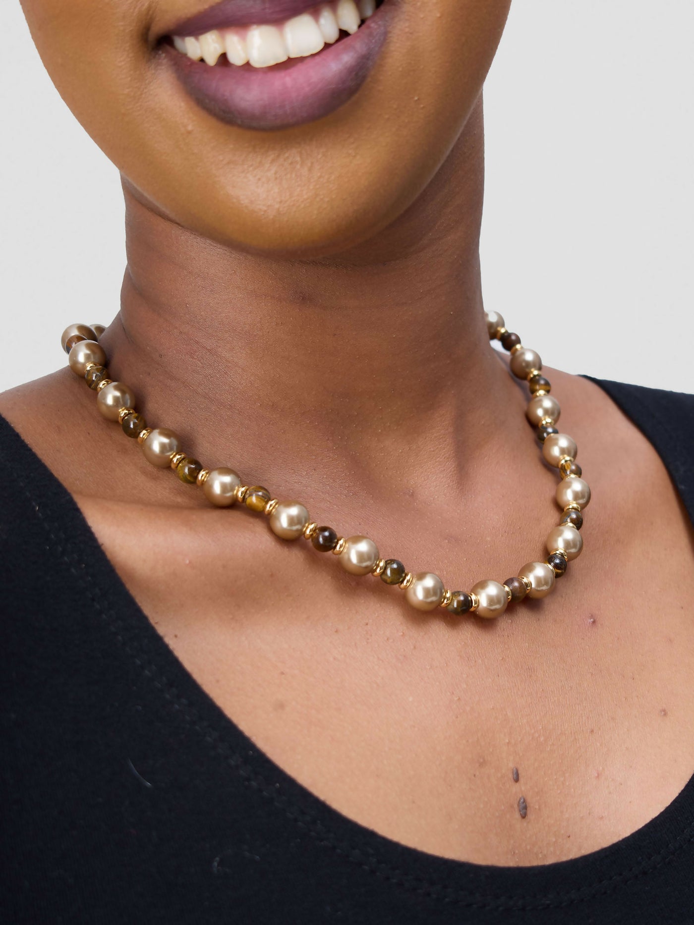 Accessorize With Style Statement Necklace - Gold / Brown - Shopzetu
