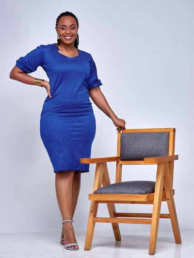 Lizola Jaber Dotted Dress - Blue - Shopzetu
