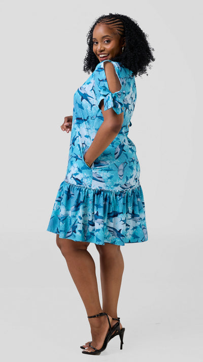 Mariste Nia Flair Shift Dress - Blue