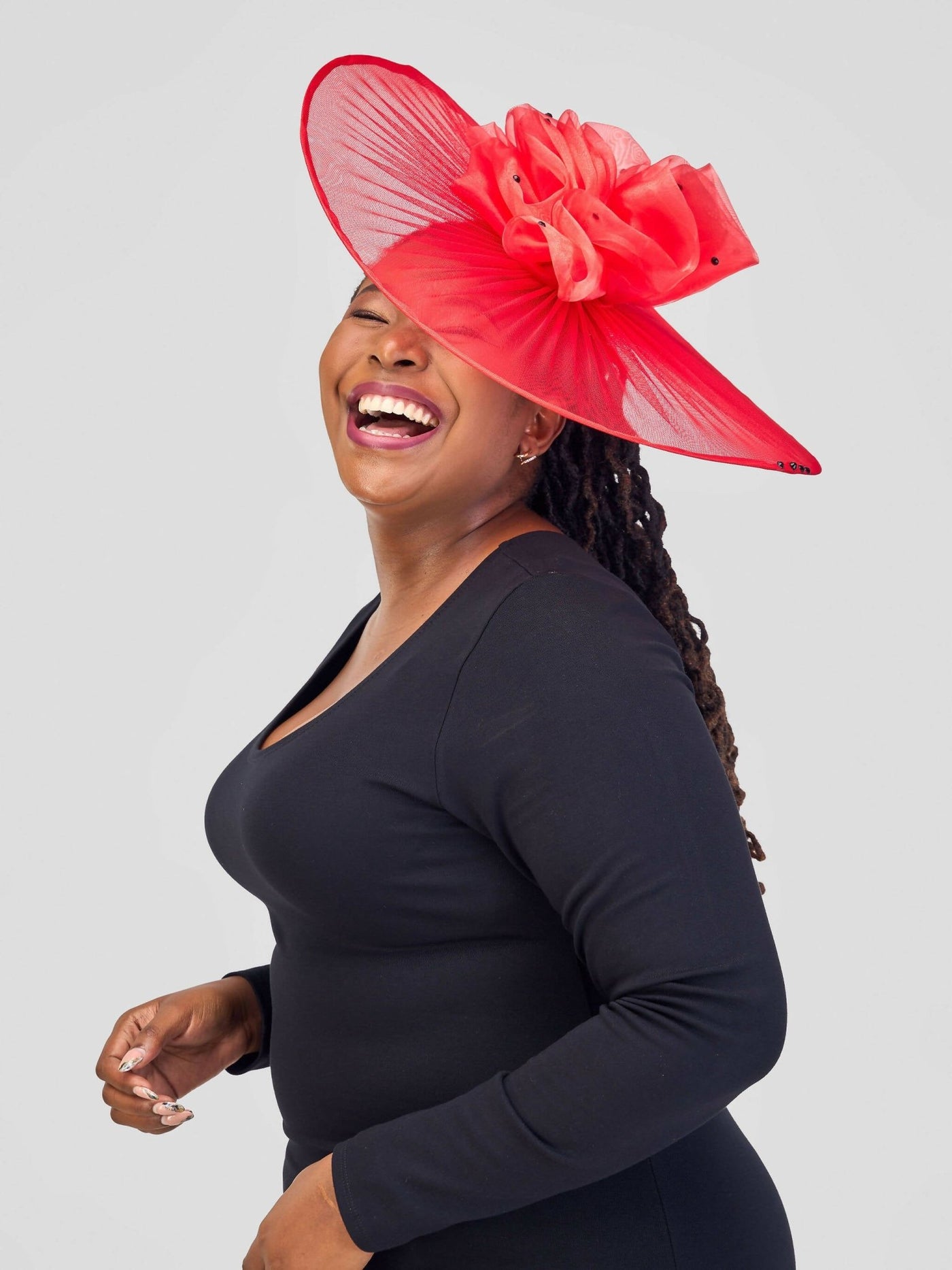 Hando Afrikan Designs Wendy Fascinator - Red - Shopzetu