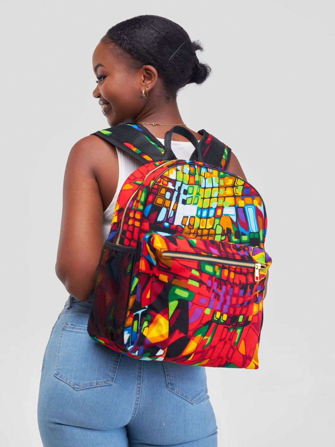 Ankara Artifacts Paint Thandi Backpacks - Multicolored - Shopzetu