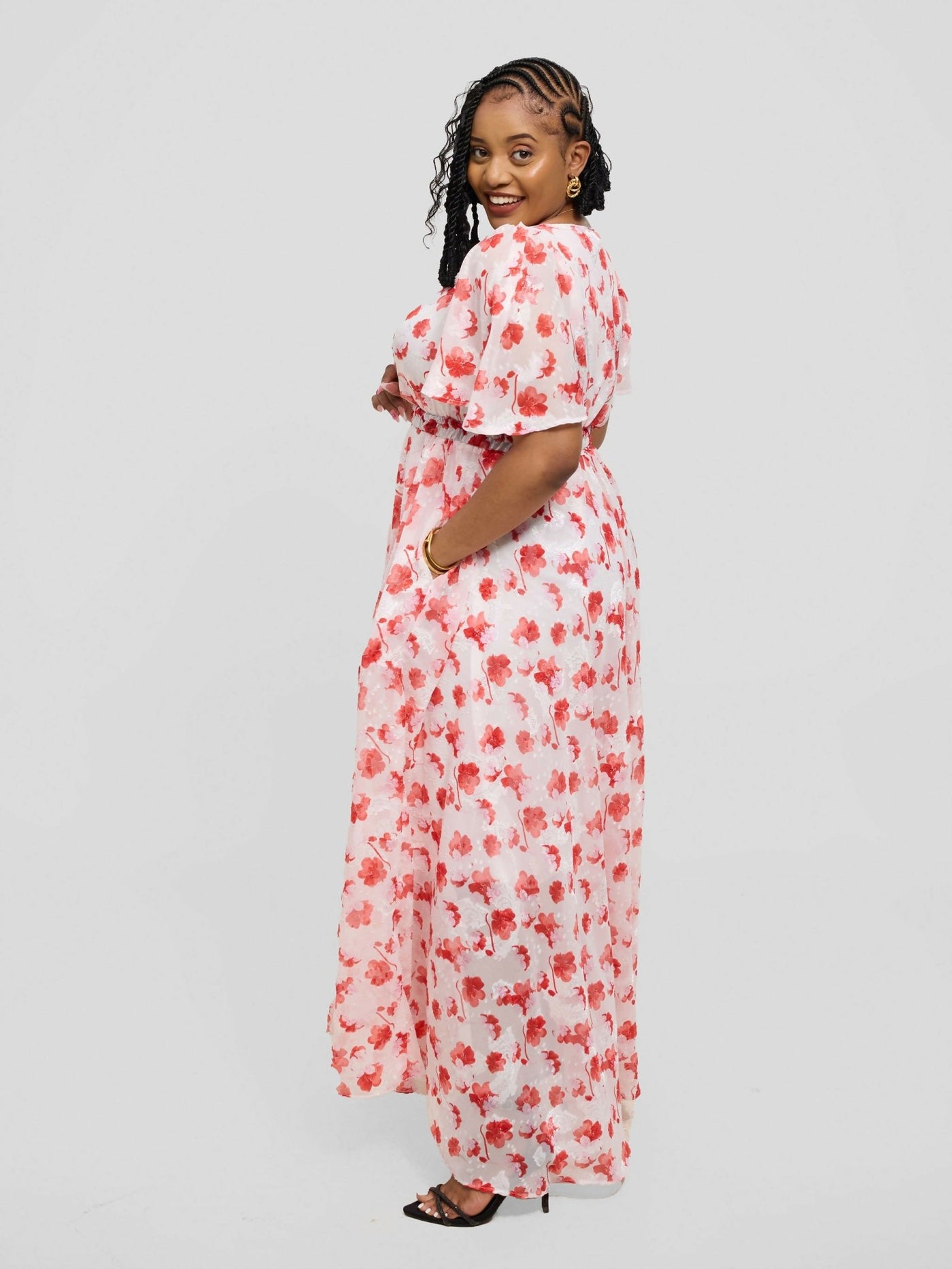 Kakiba Collections Yvonne Dress - Red / White - Shopzetu