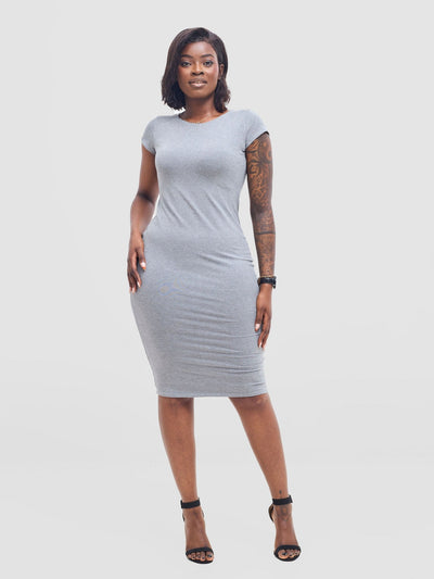 Vivo Basic Bodycon Dress - Light Grey - Shopzetu