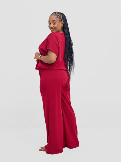 Vivo Safa Straight Leg Pants - Dark Red