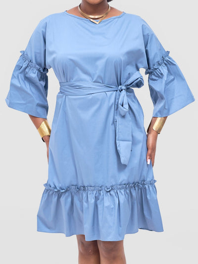 Safari Tawi Flounce Tent Dress - Blue - Shopzetu