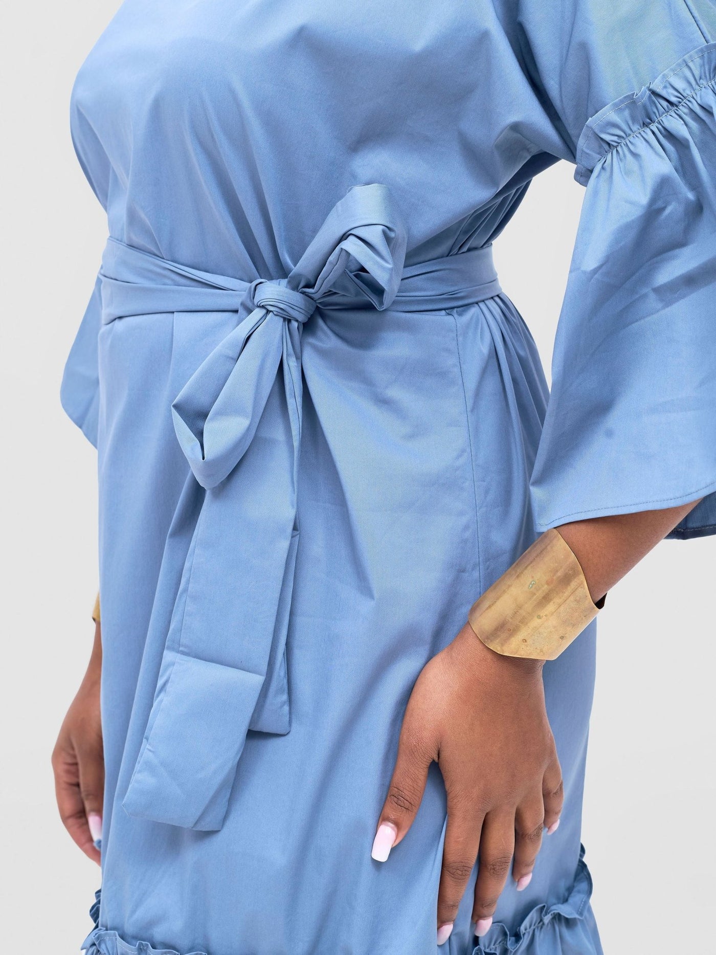 Safari Tawi Flounce Tent Dress - Blue - Shopzetu