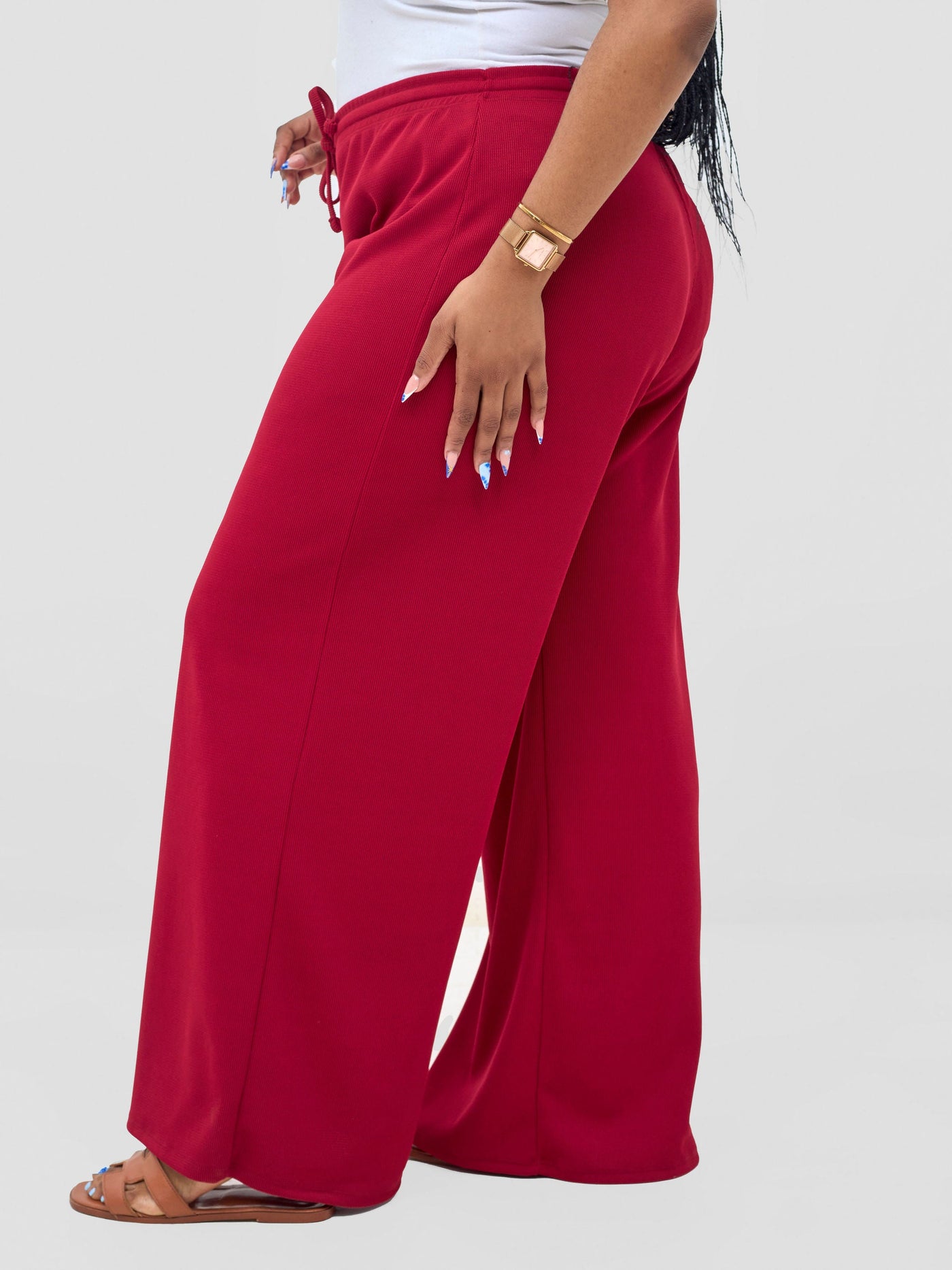 Vivo Safa Straight Leg Pants - Dark Red