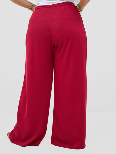 Vivo Safa Straight Leg Pants - Dark Red