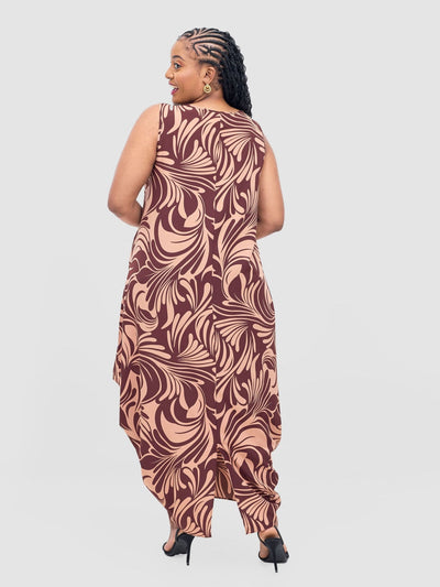 Vivo Seli Maxi Dress - Brown / Chocolate Eli Print - Shopzetu
