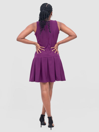 Vivo Niari Sleeveless Pleated Dress - Magenta - Shopzetu