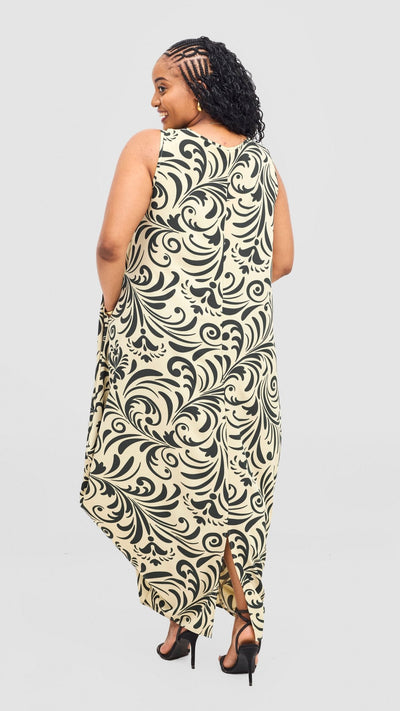 Vivo Seli Maxi Dress - Green / Cream Print - Shopzetu
