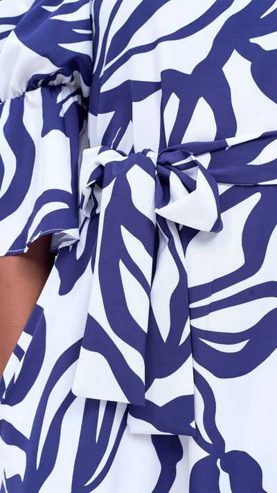 Vivo Tana Off Shoulder Maxi Dress - White / Purple Dana Print - Shopzetu