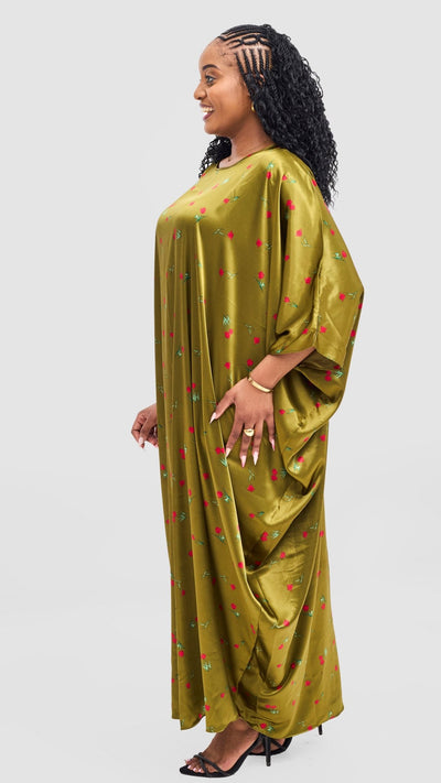 Vivo Lani Maxi Dress - Olive / Cherry Print - Shopzetu
