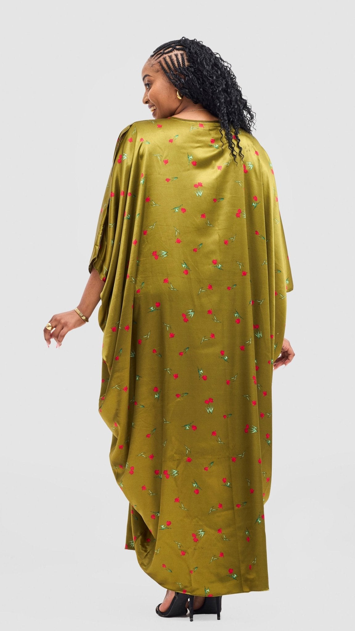 Vivo Lani Maxi Dress - Olive / Cherry Print - Shopzetu