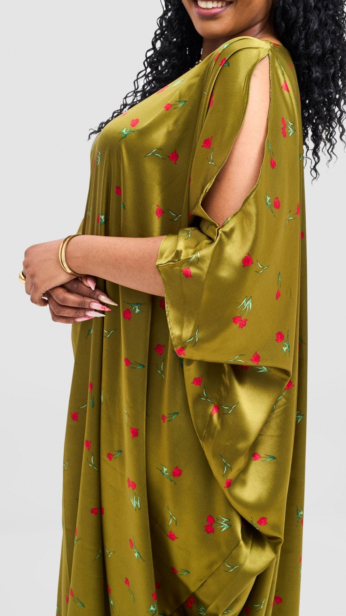 Vivo Lani Maxi Dress - Olive / Cherry Print - Shopzetu