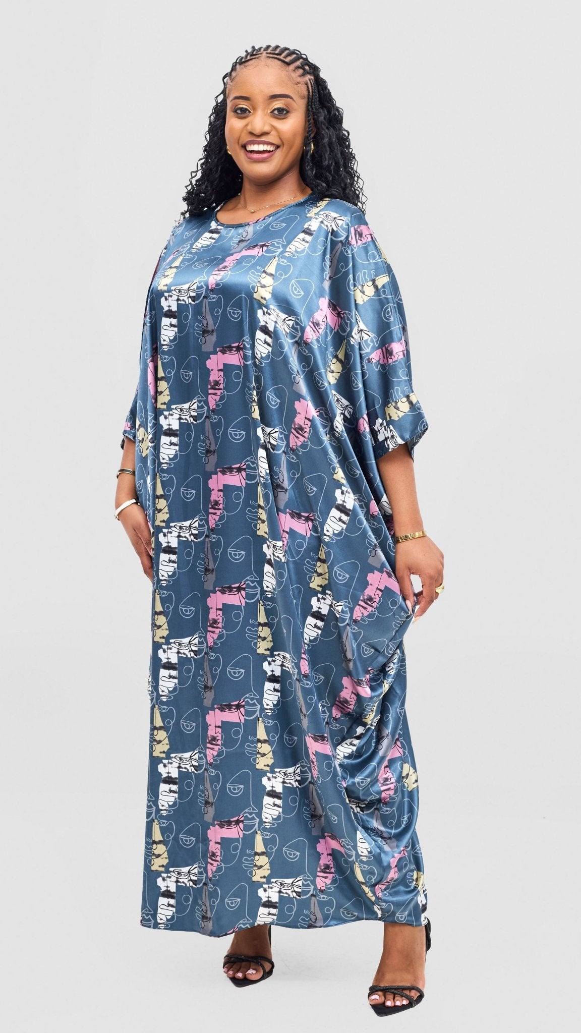 Vivo Lani Maxi Dress - Teal Print - Shopzetu