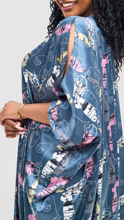 Vivo Lani Maxi Dress - Teal Print - Shopzetu