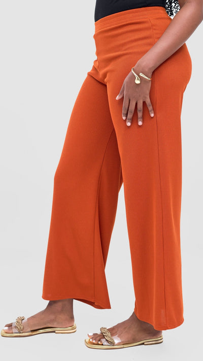 Vivo Rema Straight Leg Pants - Burnt Orange - Shopzetu