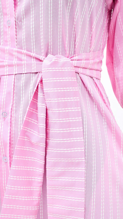 Safari Naledi 3/4 Sleeve Tent Dress - Pink Polka Stripes - Shopzetu