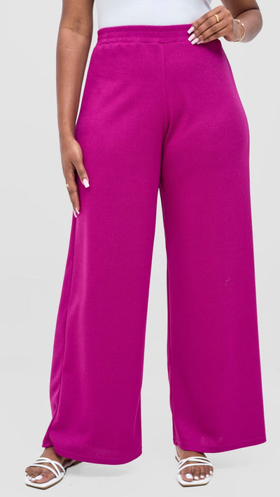 Vivo Rema Straight Leg Pants - Fushcia - Shopzetu