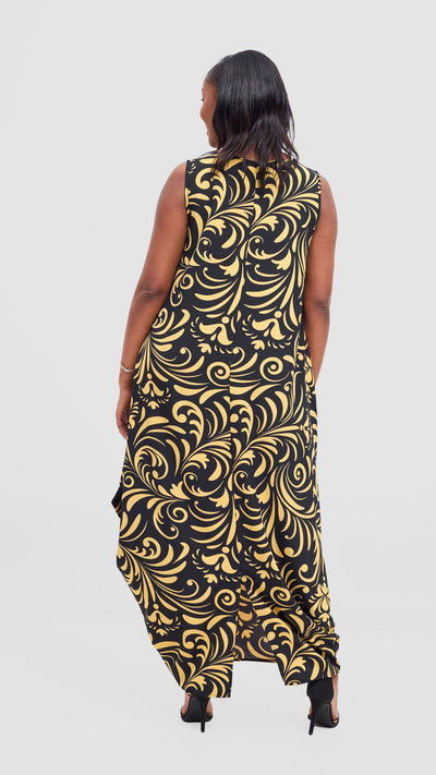 Vivo Seli Maxi Dress - Black / Olive Print - Shopzetu