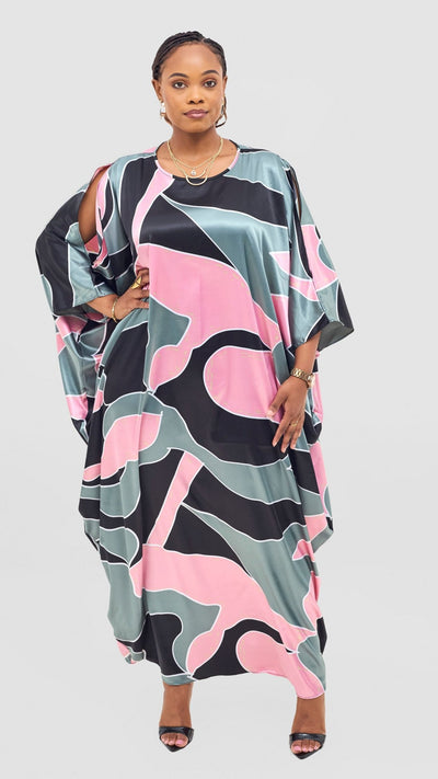 Vivo Lani Maxi Dress - Black / Pink Dato Print - Shopzetu