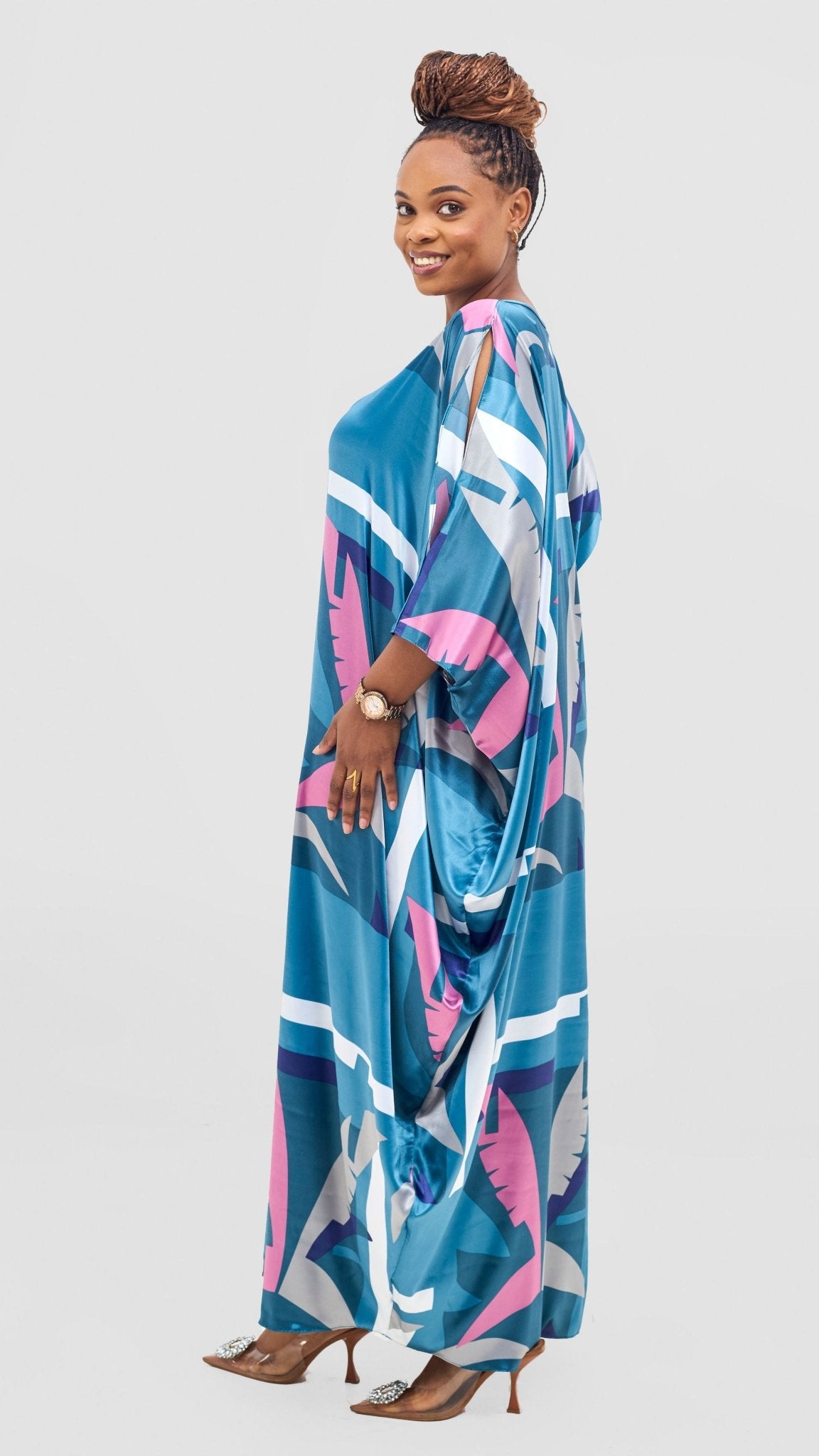 Vivo Lani Maxi Dress - Teal / Purple Ari Print - Shopzetu