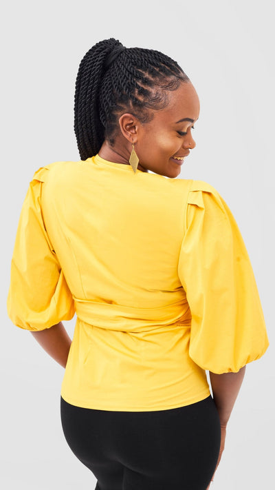 Safari Naledi Wrap Top - Mustard - Shopzetu