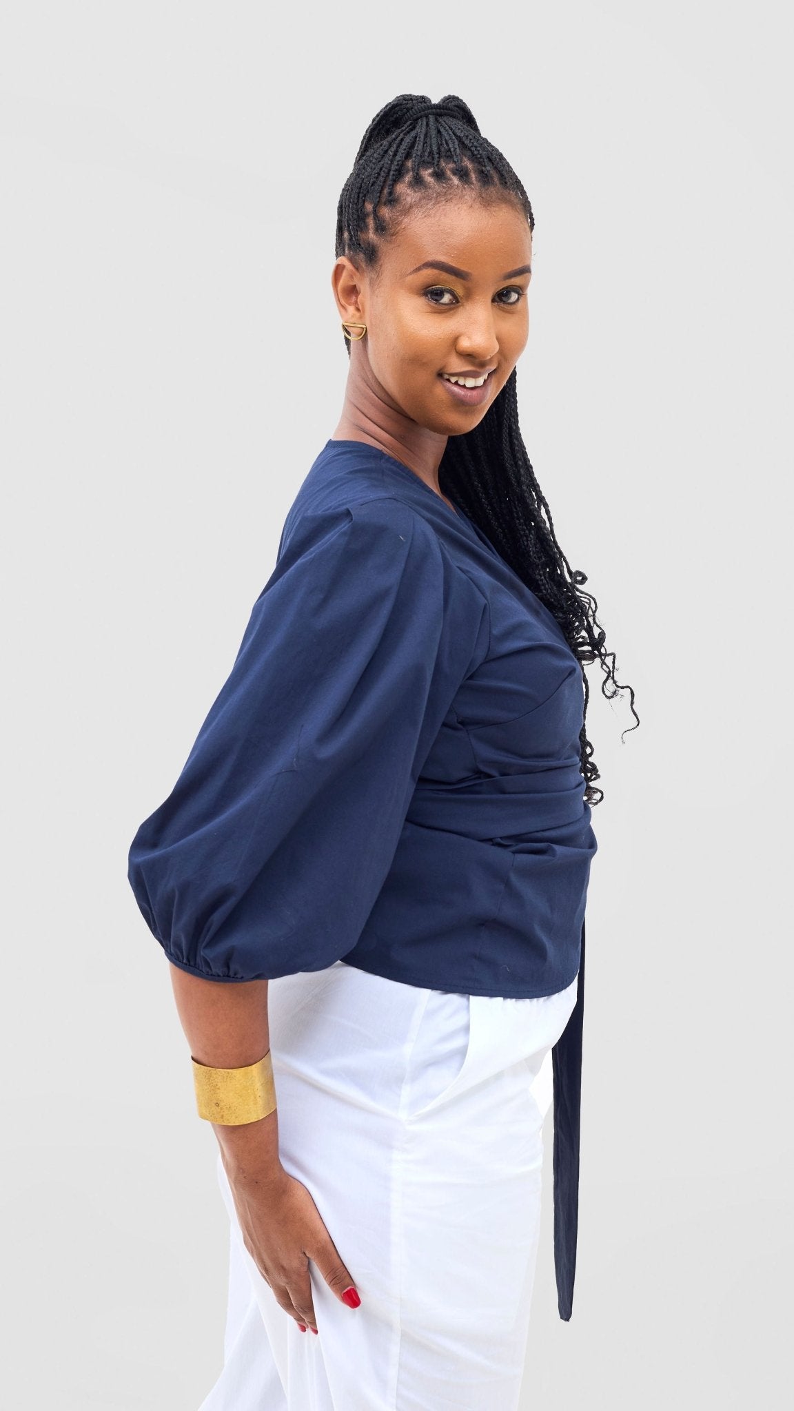 Safari Naledi Wrap Top - Navy - Shopzetu