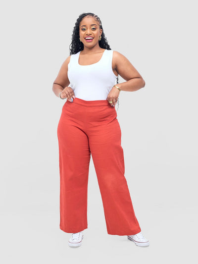 Safari Tiwa Wide Leg Pants - Rust - Shopzetu