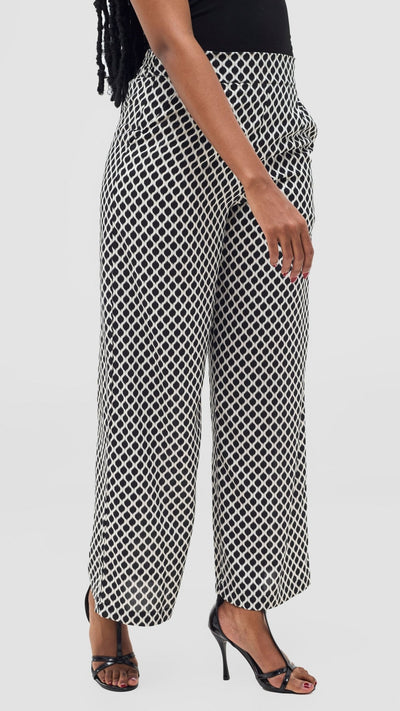 Vivo Samira Pants - Cream / Black Print - Shopzetu