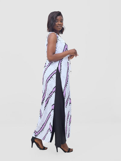 Vivo Isabi Sleeveless Kimono - White / Lilac Sabi Print - Shopzetu