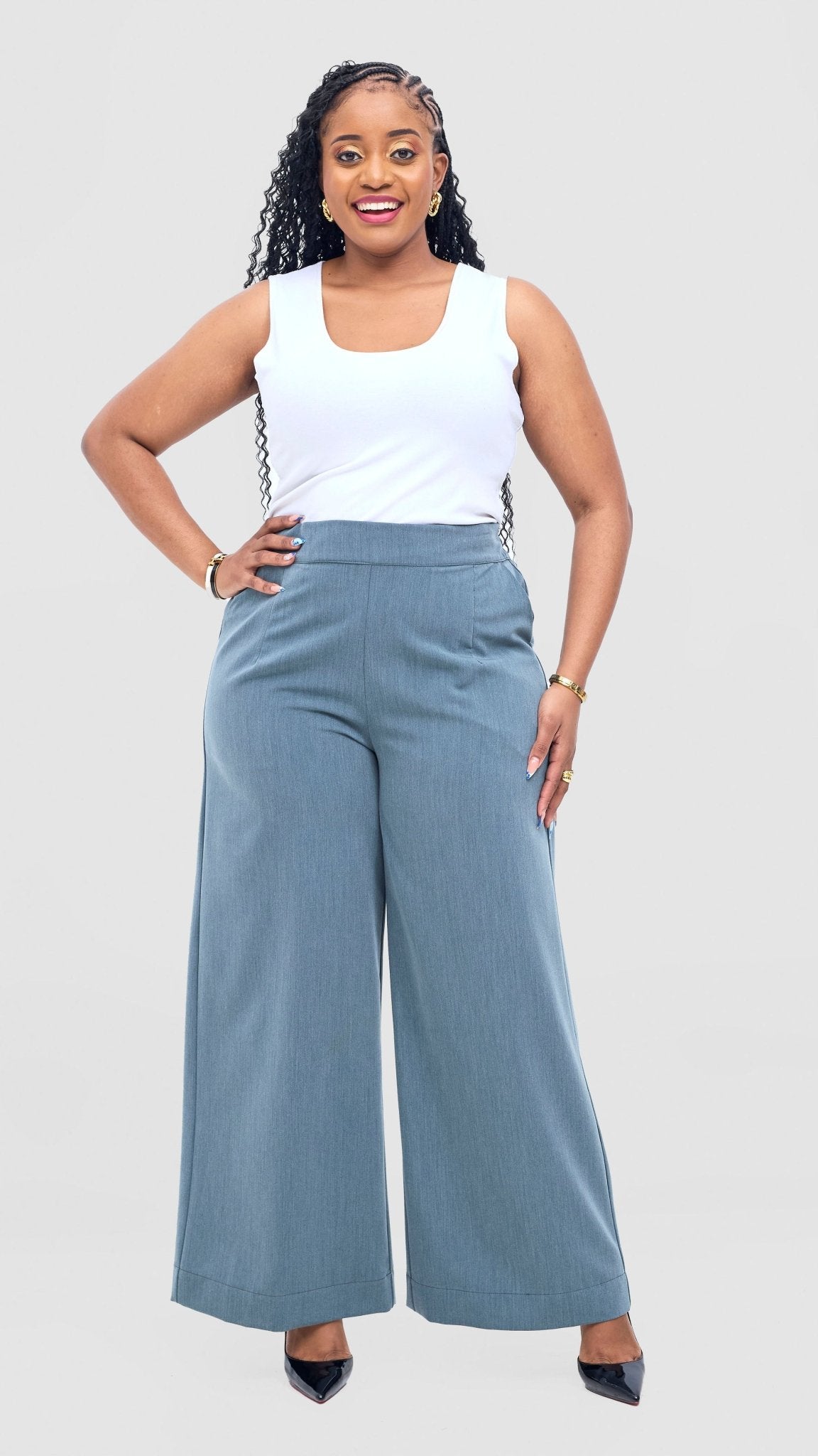 Vivo Niari Full Length Pants - Dusty Green - Shopzetu