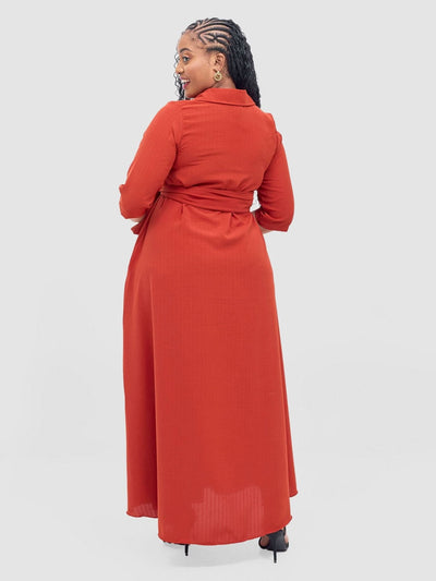 Vivo Yumi Maxi Shirt Dress - Rust - Shopzetu