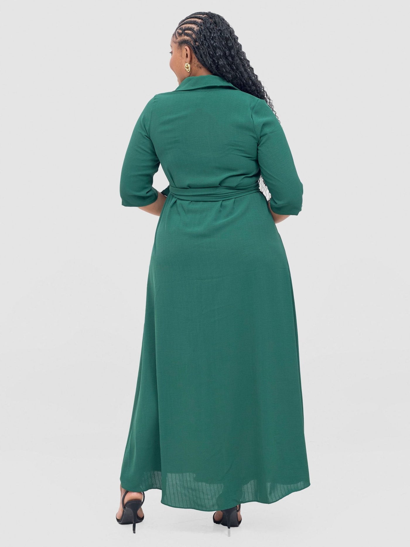 Vivo Yumi Maxi Shirt Dress - Dark Green - Shopzetu