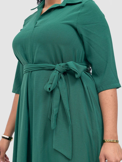 Vivo Yumi Maxi Shirt Dress - Dark Green - Shopzetu